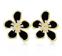 JOONL Bohemian Dainty Enamel Irregular Petal Floral Cute Simplicity Earring Unique Statement Flower Plating Stud Earrings for Women, L, Metal, No Gemstone
