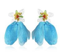 JOONL Bohemian Fabric Flower Leaf Dangle Drop Earrings Handmade Large Acrylic Beaded Floral Petal Stud Earrings for Women, L, Resin, No Gemstone
