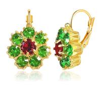 JOONL Chic 14k Gold Sparkly Crystal Flower Dangle Drop Earrings Unique Glitter Rhinestone Peach Blossom Rose Flower Leverback Earrings For Women, M, Metal, No Gemstone