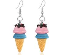 JOONL Cute Colorful Ice Cream Dessert Alloy Soft Ceramic Dangle Drop Earrings Sweet Ice Cream Egg Barrel Earrings for Women, Polymer clay