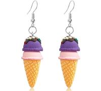 JOONL Cute Colorful Ice Cream Dessert Alloy Soft Ceramic Dangle Drop Earrings Sweet Ice Cream Egg Barrel Earrings for Women, Polymer clay