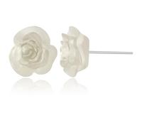 JOONL Cute Minimalist Small Dainty Matte Rose Flower Camellia Stud Earrings For Women Weddings, S, Resin, No Gemstone