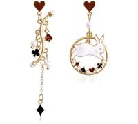 JOONL Handmade Funny Cartoon Rabbit Bow Knot Dangle Drop Earrings Cute Enamel Heart Poker Cards Stud Earrings for Women, M, Metal, No Gemstone