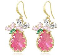 JOONL Handmade Unique Gold Sparkly Crystal Pink Chandelier Teardrop Dangle Drop Earrings Chic Glitter Rhinestone Butterfly Hook Earrings For Women, M, Metal, No Gemstone