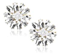 JOONL Unique Large Sparkly Crystal Rhinestone Snowflake Studs Daisy Floral Cluster Stud Earrings Charm Simulated Flower Cluster Alloy Stud Earrings Bride Clothing Jewelry Bride Birthday Holiday Gift