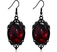 JOONL Vintage Gothic Oval Round Disc Bat Butterfly Dangle Drop Earring Punk Rose Flower Mystery Hook Earring for Women, L, Metal, No Gemstone