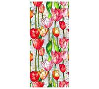 JOONOR Retro Tulip Flowers Window Privacy Film,Stained Glass Decals Colorful Floral Privacy Rainbow Decals Living Room Sun Blocking Decor Removable Static Cling Stickers,16.93 x 39.37 Inch