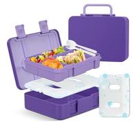 JOOPETALK Chill Bento Lunch Box for Kids Adult with Ice Pack Keep Food Cold Fresh 5-Compartment Reusable Leak Proof Lunch Container for Girl Boy School Dishwasher & Freezer Safe