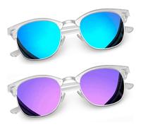 Joopin 2 Pack Semi-Rimless Polarised Sunglasses for Men, UV400 Protection Classic Half Frame Transparent Purple Blue Sunglasses Womens 2025(Clear blue+Clear Purple)