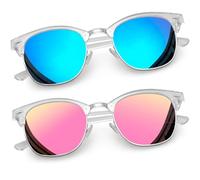 Joopin 2 Pack Semi-Rimless Polarised Sunglasses for Men, UV400 Protection Classic Half Frame Transparent Pink Blue Sunglasses Womens 2025