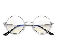 Joopin Blue Light Blocking Computer Glasses with Spring Hinge, Retro Round Gaming/TV/Phone/Reading Glasses for Women Men (Shinny Silver)