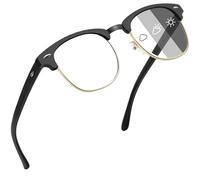 Joopin Photochromic Blue Light Glasses Square Computer Gaming Glasses Semi Rimless Sunglasses UV400 Protection Matte Black