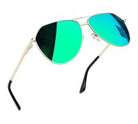 Joopin Polarised Aviation Sunglasses for Men Women, High Protection Oversized Military Style Shades, Ultra Lightweight Retro Sun Glasses for Driving Fishing UV400(Green)