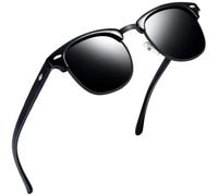 Joopin Polarised Classic Semi-Rimless Sunglasses Women Men All Glossy Black