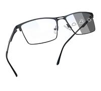 Joopin Rectangle Semi-rimless Blue Light Glasses for Men Women UV400 | Half Frame Blue Light Blocking, Stainless Steel Frame, Silicone Nose Pads & Temple Tips, Office Work, Gaming Computer Screen