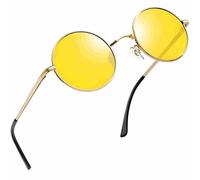 Joopin Retro Round Sunglasses for Women Men Polarised UV Protection | Hippies fashion vintage classic 90s small circle rounded tinted shades lightweight festival party costume halloween
