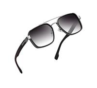 Joopin Square Aviation Sunglasses for Men Retro Sun Glasses Polarised UV400 Protection Double Bridge Shades (Grey Gradual Black)