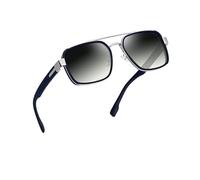 Joopin Square Aviation Sunglasses for Men Retro Sun Glasses Polarised UV400 Protection Double Bridge Shades (Blue Gradual Black)