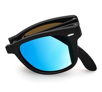 Joopin Square Folding Sunglasses Men Women Polarised UV400 Protection | Anti-glare Lightweight Durable Foldable One-Piece Nose Pads Classic Fold up Design for Fishing Cycling Driving Traveling