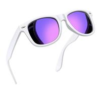 Joopin Trendy Oversized White Purple Sunglasses Square Polarised Mirrored Sun Glasses UV Protection Classic Sunnies for Women Men Shades (White Frame Mirror Purple)