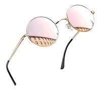 Joopin Vintage Lennon Round Sunglasses Man - Polarised UV400 Protection Metal Frame Retro Circle Sunglasses for Women and Men (Gold Frame Pink Lens)