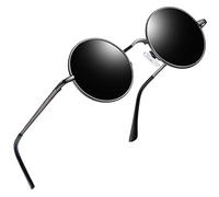 Joopin Vintage Lennon Round Sunglasses Man - Polarised UV400 Protection Metal Frame Retro Circle Sunglasses for Women and Men (Grey Black)