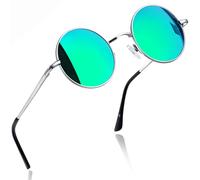 Joopin Vintage Lennon Round Sunglasses Man - Polarised UV400 Protection Mirrored Lens Retro Circle Sunglasses for Women and Men (Green)