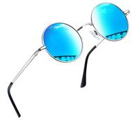 Joopin Vintage Lennon Round Sunglasses Man - Polarised UV400 Protection Mirrored Lens Retro Circle Sunglasses for Women and Men (Ice Blue)