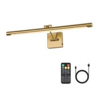 Joosenhouse Battery Operated Picture Lights for Wall Rechargeable Art Lighting for Paintings Wireless Gallery Lights with Remote Control and Dimmable Timed Off Brass Wall Lights 24.4 inch