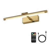 JOOSENLUX Battery Operated Picture Lights Wireless Wall Light Rechargeable Art Gallery Light for Paintings Dimmable and Timed Off Display Lights 15.75" Brass