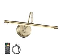 JOOSENLUX Modern Wall Lights - Battery Operated Antique Brass Wireless Picture Lights for Kitchen with Swing Arm as Canvas Wall Sconce Light - Dimmable - 16.5 Inch - CRI95+