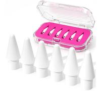 JOOSKO 6 Pack Replacement Tips for Apple Pencil 1st/2nd Gen/USB-C&Pro,with Storage Case,High Sensitivity Wear-Resistant Pen Tips Compatible with iPad Pro/Air/Mini,Screen-Friendly (Hot Pink, 6 Pack)