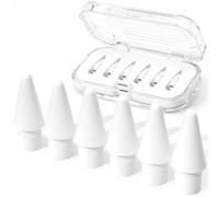 JOOSKO 6 Pack Replacement Tips for Apple Pencil 1st/2nd Gen/USB-C&Pro,with Storage Case,High Sensitivity Wear-Resistant Pen Tips Compatible with iPad Pro/Air/Mini,Screen-Friendly (White, 6 Pack)
