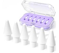 JOOSKO 6 Pack Replacement Tips for Apple Pencil 1st/2nd Gen/USB-C&Pro,with Storage Case,High Sensitivity Wear-Resistant Pen Tips Compatible with iPad Pro/Air/Mini,Screen-Friendly (Lavender, 6 Pack)