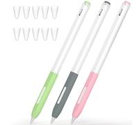 JOOSKO Pencil Case Compatible With Apple Pencil 2nd Generation Case, 3 Pack Silicone Translucent Two-Tone Pencil Case, [With 10 Silicone Tip Cover]for Apple Pencil 2nd Generation. (Pink, Gray, Matcha)