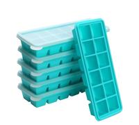 jootic 2 Tbsp. Silicone Freezer Molds - Perfect for Storing Garlic, Herbs, Ginger, Pesto, Tomato Paste, Lemon Juice, Purees and More - Silicone Food Freezer Tray (Aqua 6 Pack)