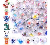 Joottuan 100 Pack Gumball Vending Machine Capsules with Cute Cartoon Mini Toy Small Filled Toys Capsules for Kindergarten Gift Christmas Easter Basket Stuffers Cute Egg（45mm）