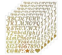 JOOTUEPO 1 Inch Small Self Adhesive Vinyl Letter Number Symbol Stickers Kit, 6 Sheets Gold Glitter Letter Stickers, for Mailbox, Water Bottle, Scrapbook, Notebook, Cards, Crafts, Address Number Decor