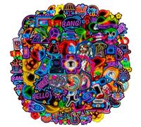 JOOTUEPO 100 Pcs Cute Neon Stickers for Children Adults, Waterproof Vinyl Stickers Teacher Reward Prizes for Kids, for Scapbook Water Bottle Luggage Suitcase Diary Skateboard Etc