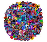 JOOTUEPO 100Pcs Neon Stickers Pack, Cool Waterproof Vinyl Stickers for Kids Adults Teens, Laptop Sticker for Scrapbook Journal, Skateboard, Water Bottle, Luggage, Teacher Reward Prizes for Children