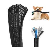 JOOTUEPO 10ft - 1/2 inch Cord Protector, Wire Loom Tubing, Cable Tidy Sleeve, Protect Pets From Chewing Cords For USB Cable Power Cord Audio Video for Home Office