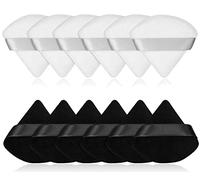 JOOTUEPO 12 Pcs Pure Powder Puffs, makeup puff Face Soft Sponge Triangle Cosmetic Makeup Tool with Strap for Contouring Under Eyes and Corners