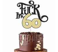 JOOTUEPO 1Pc 60th Birthday Cake Toppers, Black Gold Glittery Cake Decorations, Cheers to 60 Years Cakes Topper, Happy 60th Birthday Cakes Toppers for Men and Women Themed Party