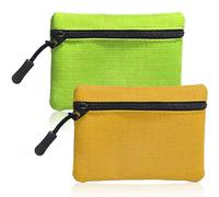 JOOTUEPO 2 Pack Coin Purse Pouch, Portable Change Purse with Zipper Coin Pouch, Small Change Pouches Oxford Cloth, Mini Changes Bags for Women Men (Yellow+Green)