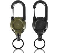 JOOTUEPO 2 Pack Heavy Duty Lanyard Badge Reel, Retractable Keychain with 60cm Steel Cord, Retractable Keyring Extendable Key Chain Heavy Duty Key Lanyard Belt Clip Badge Holder Pull Reel for Outdoor