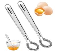 JOOTUEPO 2 Pack Mini Whisk Spring Coil Wire, Stainless Steel Egg Beater, Compact, Convenient and Efficient, Coffee Sauce Milk Cooking Baking Beating