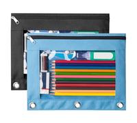 JOOTUEPO 2 Pack Pencil Pouch for 3 Ring Binder, Binder Pencil Case with Smooth Zipper, Zippered Binder Pencil Case Bag Transparent Big Capacity Organizer