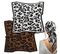 JOOTUEPO 2 Pack Square Scarves for Women, Neck Scarf for Women Satin Head Leopard, Stylish Hair Bandanas & Neck Scarves for Beach Travel Vacation Sports Gifts (70X70 CM)