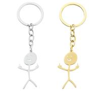 JOOTUEPO 2 PCS Personalised Smiling Middle Finger Keyring, Funny Doodle Keychain Middle Finger Pendant Keyring Friendship Pendant Friendship Jewelry Gift for Men Women (Gold+Silver)
