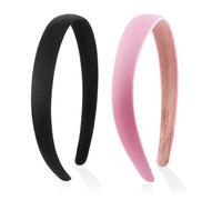 JOOTUEPO 2 Pcs Satin Headbands Hair Bands for Women, Non-Slip Headbands, Satin Covered Plastic Alice band Hair band headband, DIY headbands, Women & Girls for Everyday Wear, Work, Parties, Styling